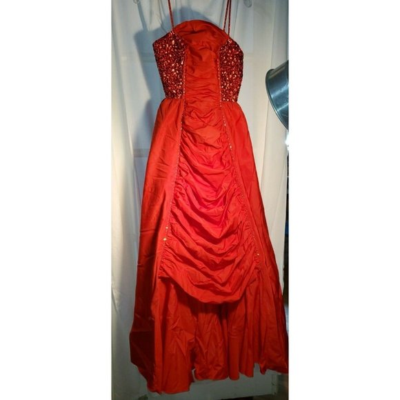 VTG MIKE BENET FORMAL RHINESTONES AND SEQUINS EMPIRE WAIST DRAPED FRONT SIZE 10 - Picture 1 of 7
